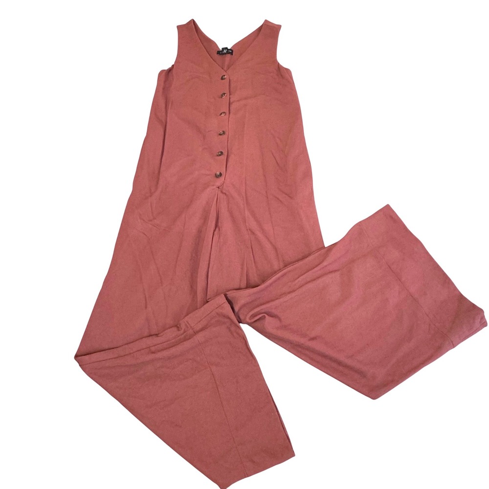 Club Monaco Jumpsuit  XS Button‎ Wide Leg Earthy Utility Sleeveless Terracotta